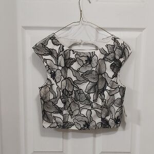 Floral Black and White Women's Top